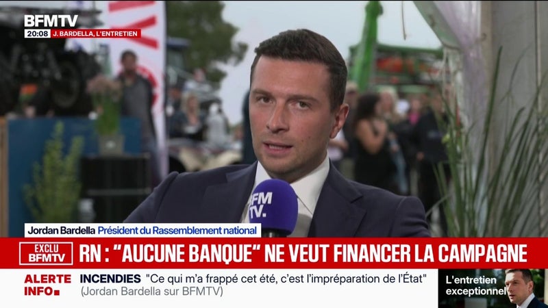 Présidentielle 2027: "Aucune banque française" ne veut financer la campagne, déclare Jordan Bardella, président du RN