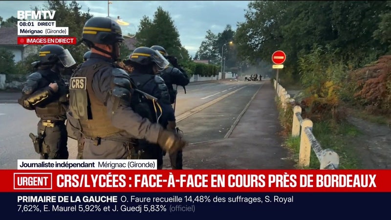 Mérignac: un face-à-face en cours entre lycéens et CRS après un appel au blocus lancé sur les réseaux sociaux