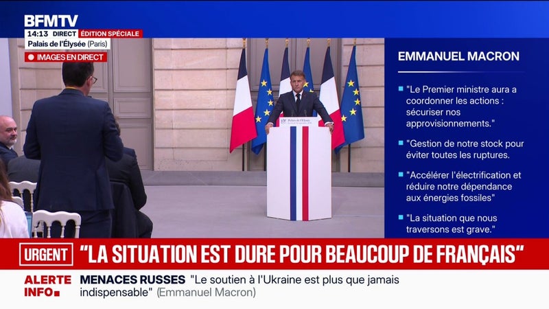 Situation internationale et crise et des carburants: "La situation est grave (...) Nous devons essayer de traiter les problèmes à la racine", assure Emmanuel Macron